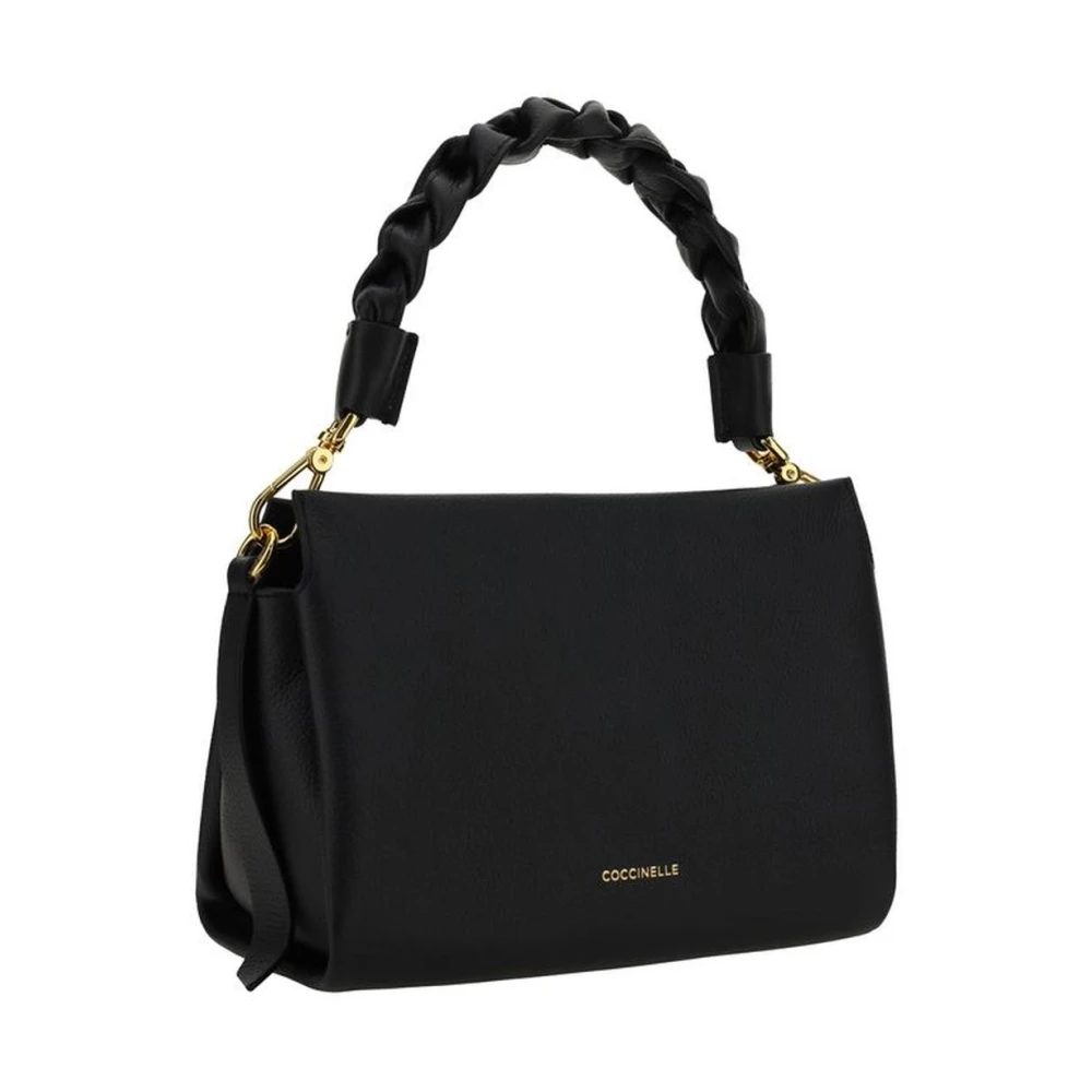 Coccinelle Gevlochten leren handtas met verstelbare band Black Dames