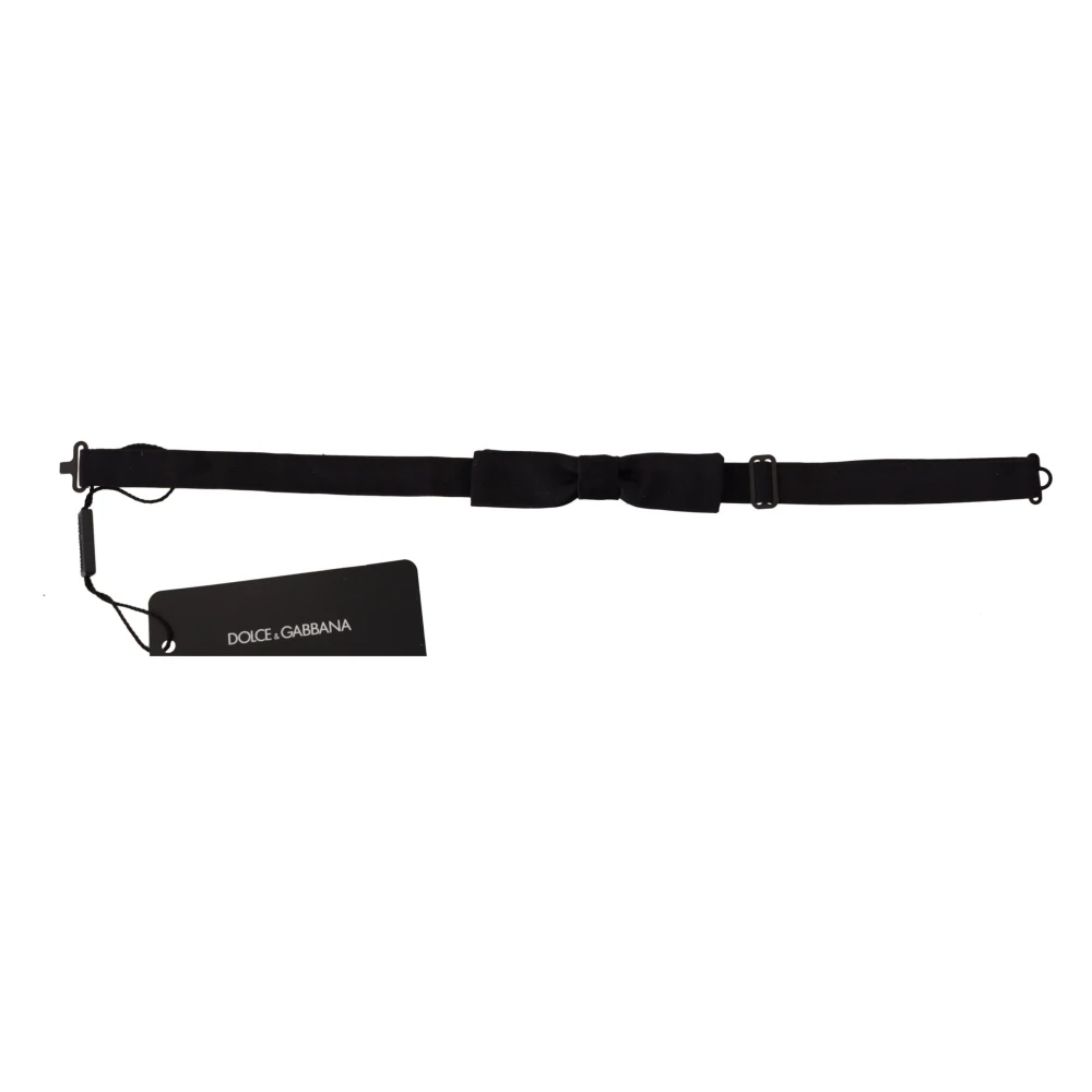 Dolce & Gabbana Elegante Zwarte Zijden Vlinderdas Black Heren