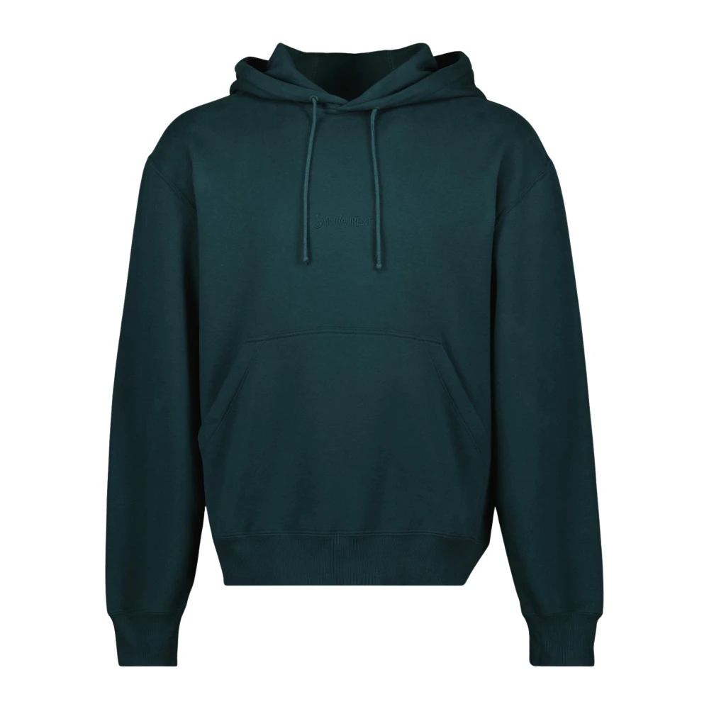 Saint Laurent Men's Green Embroidered Hoodie In Duck - Hoodies - L - Sweatshirts & Hoodies