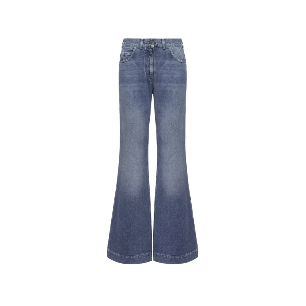 Moncler , Flare Jeans, Female, Blue, M, Flared Denim Jeans