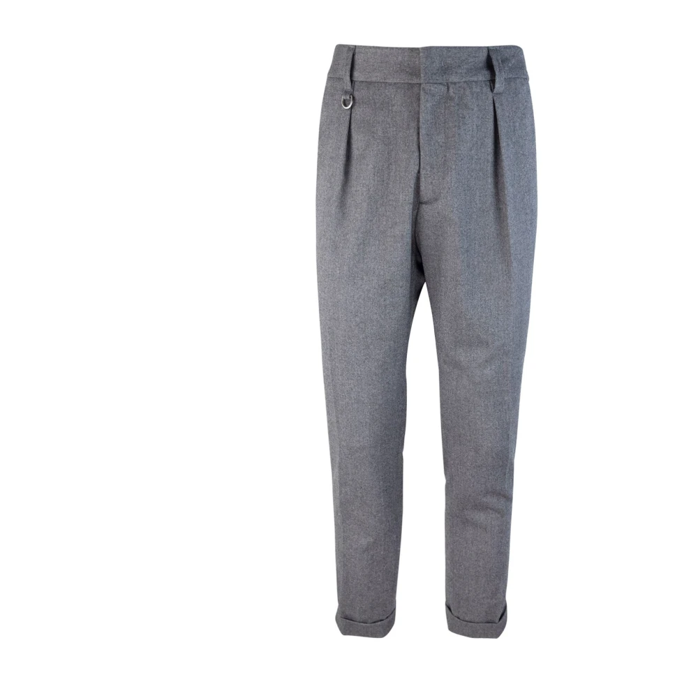 Paolo Pecora Grijze Regular Fit Broek met Riemlussen Gray Heren