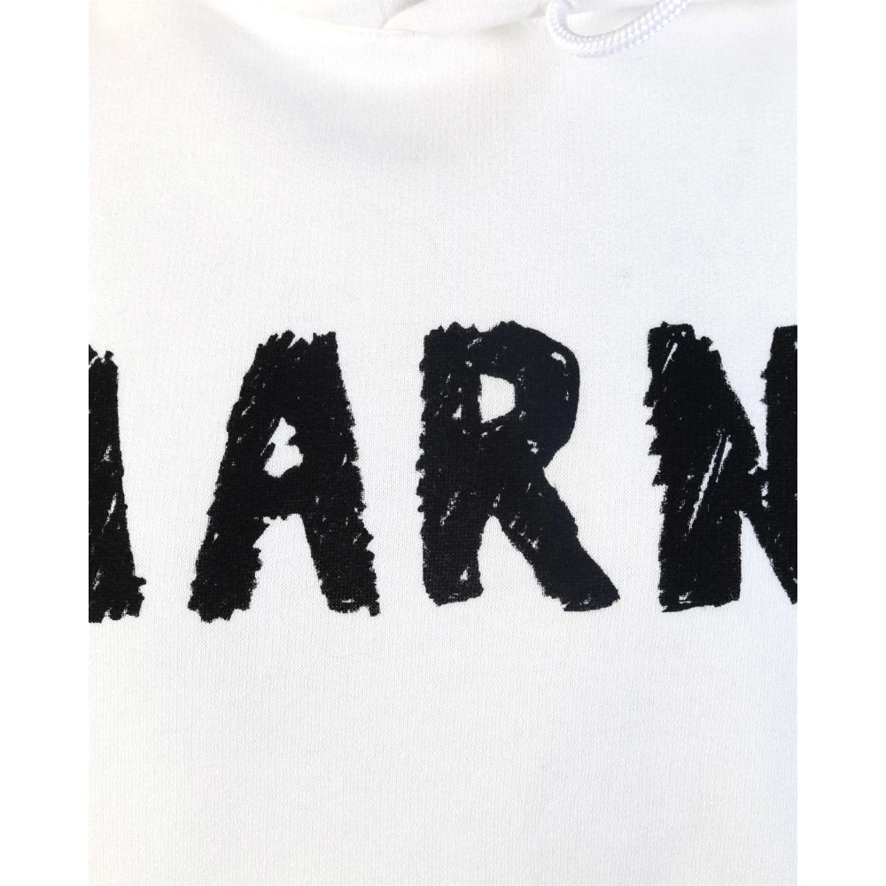 Marni Witte Hoodie Ruime Pasvorm Katoenen Trui White Heren
