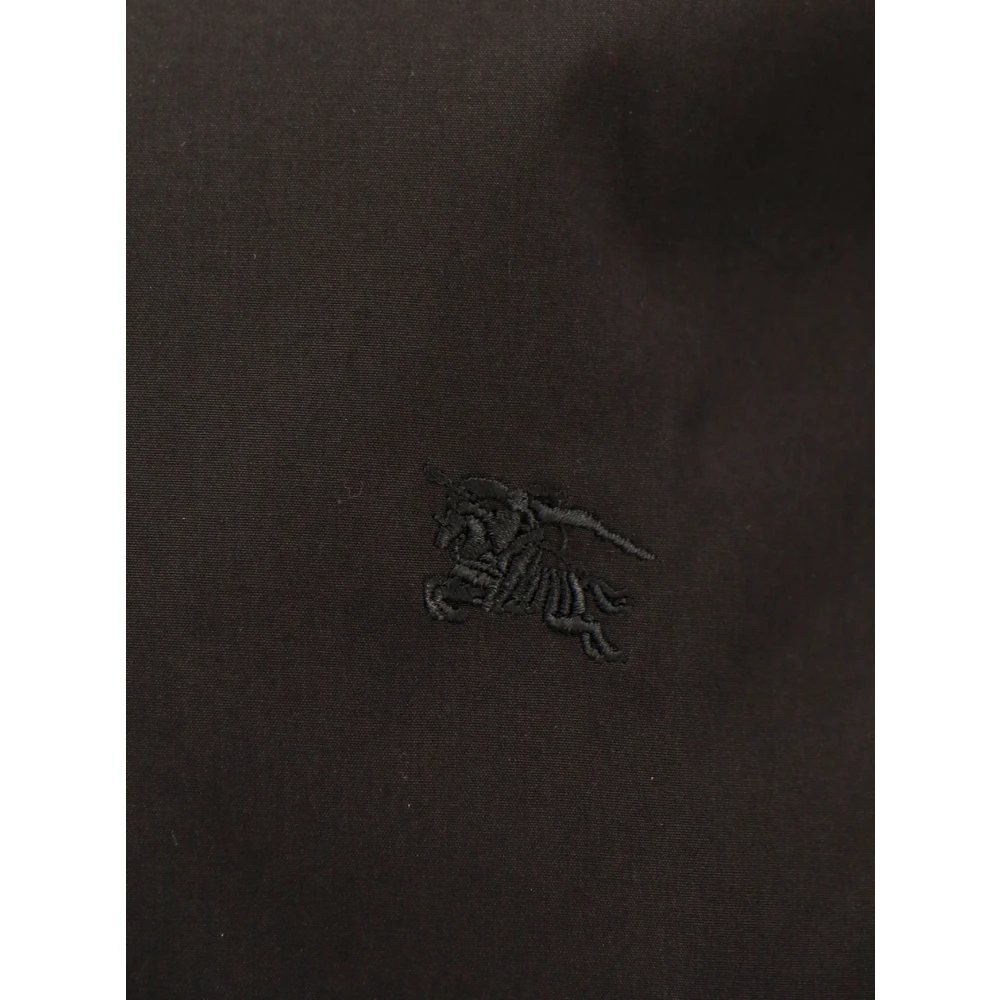 Burberry Biologisch katoenen shirt met logoborduursel Black Heren