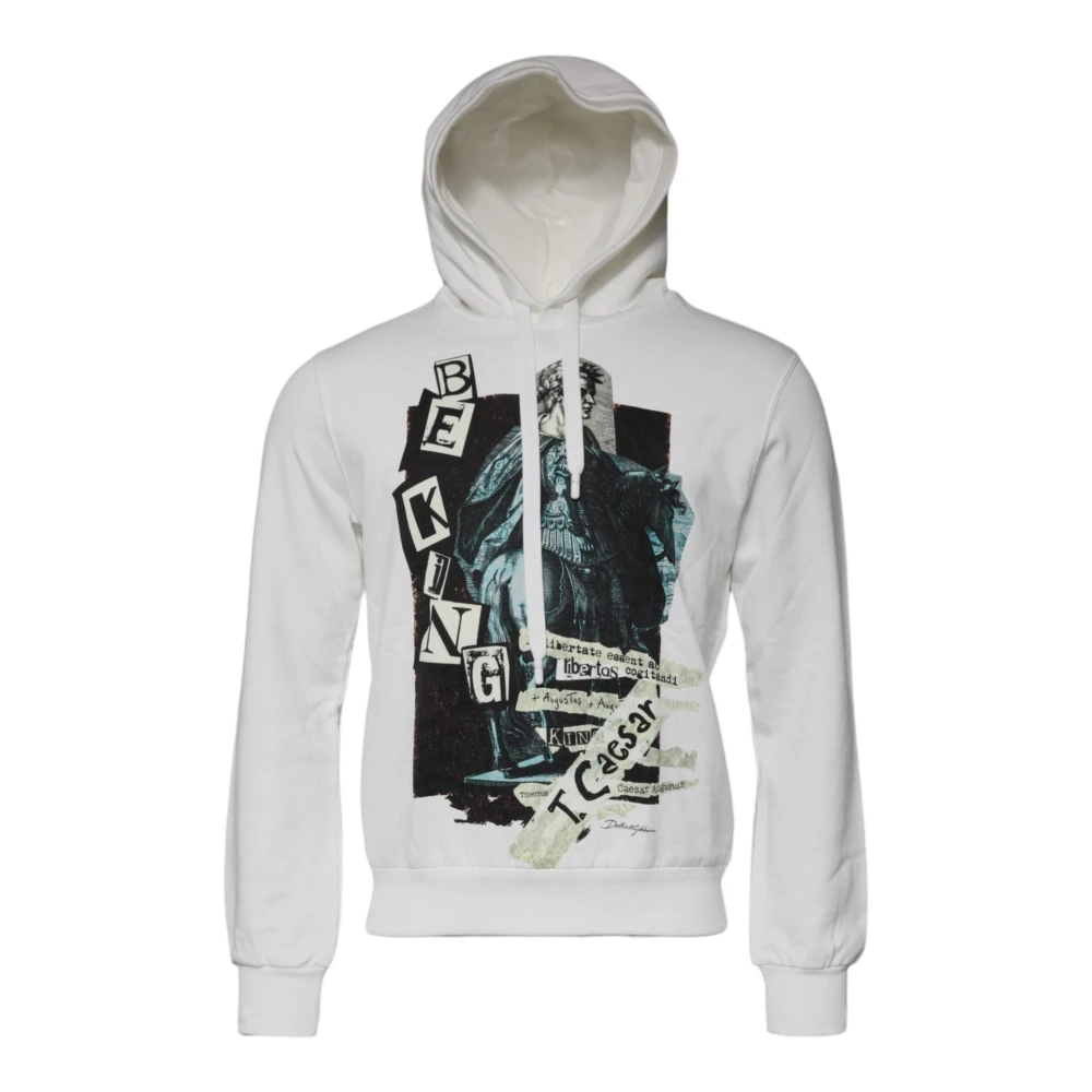 Dolce & Gabbana Men's White Cotton Hooded Pullover Jumper - Hoodies - 5XL - Sweatshirts & Hoodies