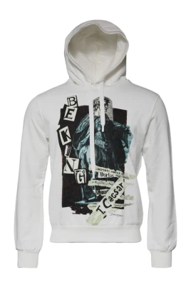 Vit Bomull Hooded Pullover Sweater