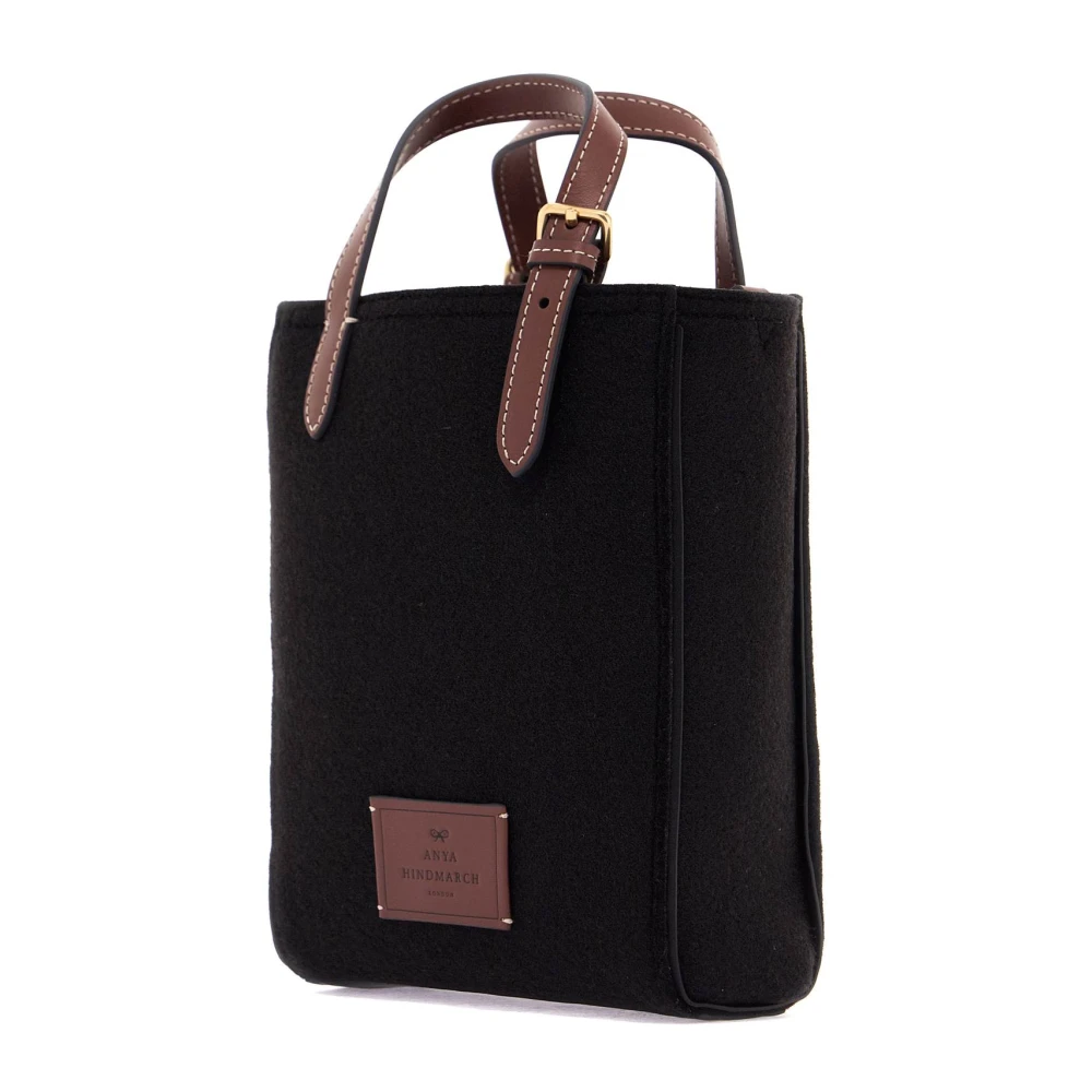 Anya Hindmarch Mini Vilt Tote Tas met Ogen Ontwerp Black Dames