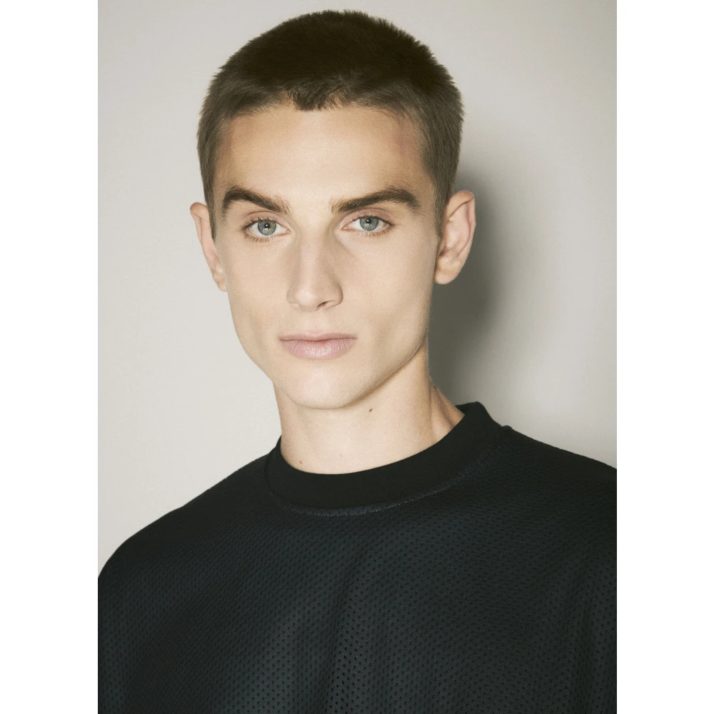 032c Gelaagde Mesh Top met Logopatch Black Heren