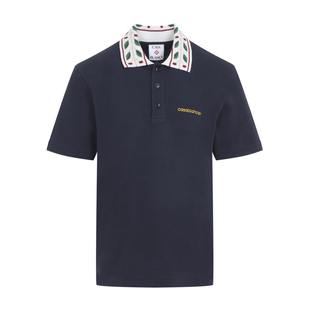 Casablanca Blue Polo Shirts, Male, M, Laurel Piqué Polo