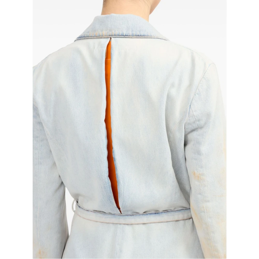 MM6 Maison Margiela Denim Trenchcoat Lichtblauw Blue Dames