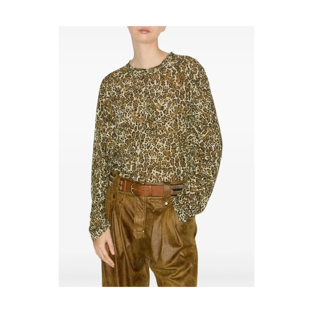 Isabel marant Luipaardprint Katoen Ronde Hals T-shirt Brown Dames