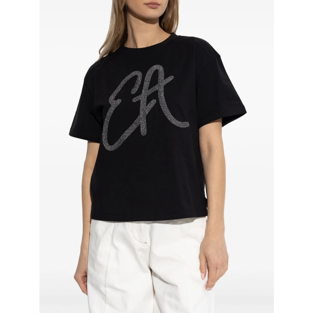 Emporio Armani Zwarte Crew Neck T-shirts en Polos Black Dames