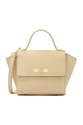 Beige handväska med förlängda sidor