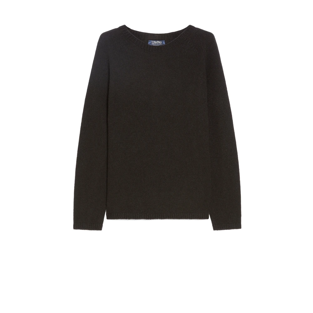 Max Mara Zwarte Trui Naadloos Wol Kasjmier Geribbeld Black Dames