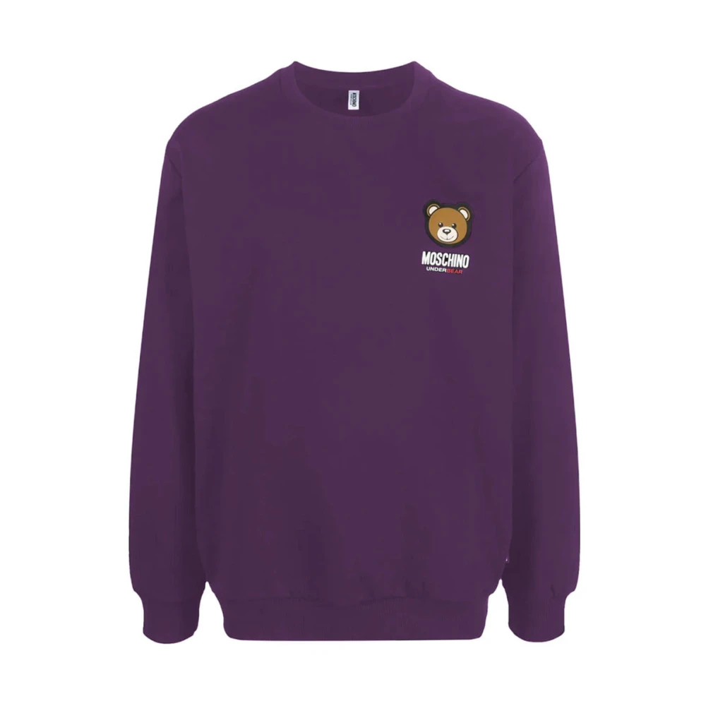 Moschino Katoen Merk Print Sweatshirt Purple Dames