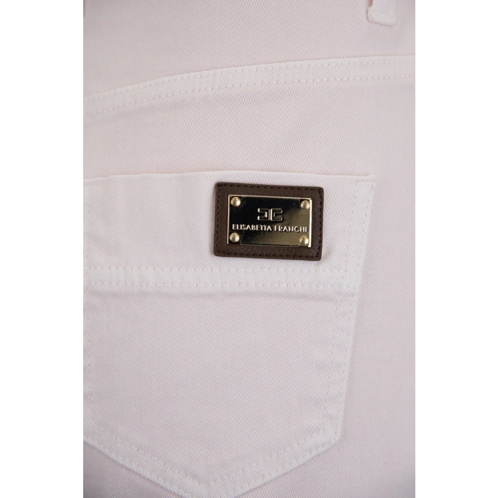 Elisabetta Franchi Gouden Detail Rits Knopen Jeans Pink Dames