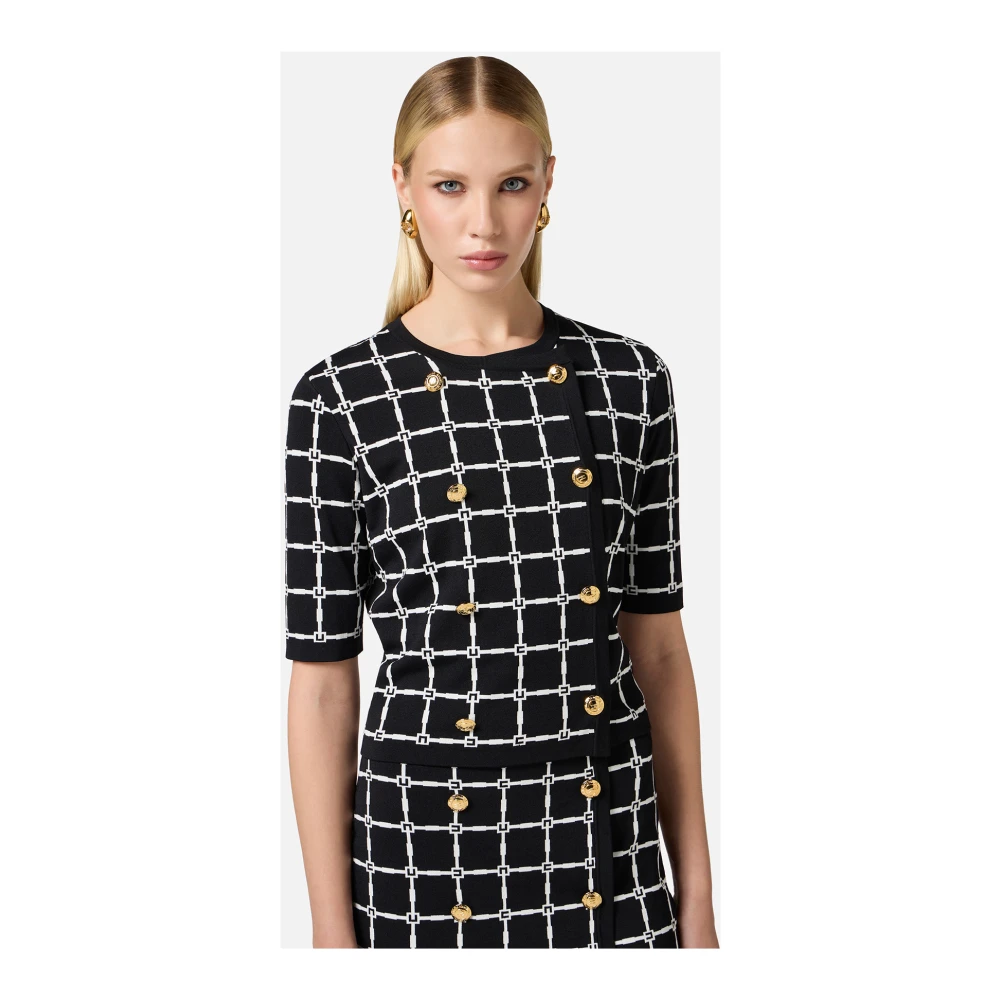 Elisabetta Franchi Jacquard Vest met Logo Motif Black Dames