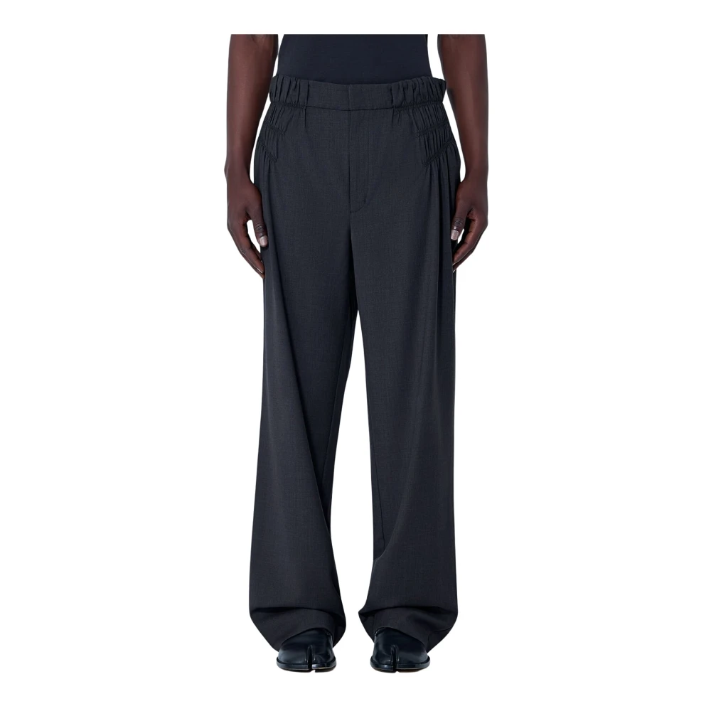 Kiko Kostadinov Men's Gray Wide Trousers, S, Elasticated Waist Tailored Trousers