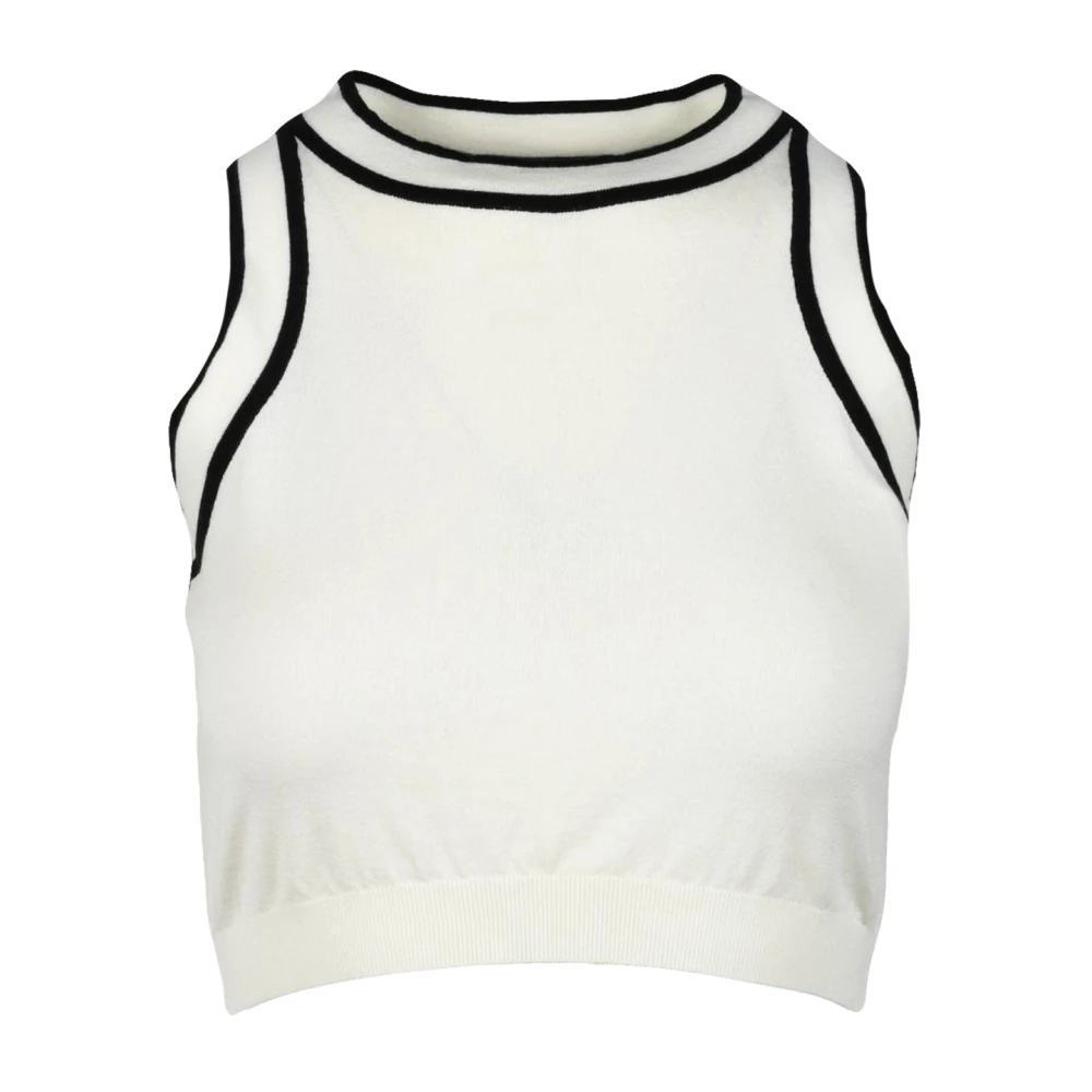Max Mara Gebreide top in katoen-viscose mix White Dames
