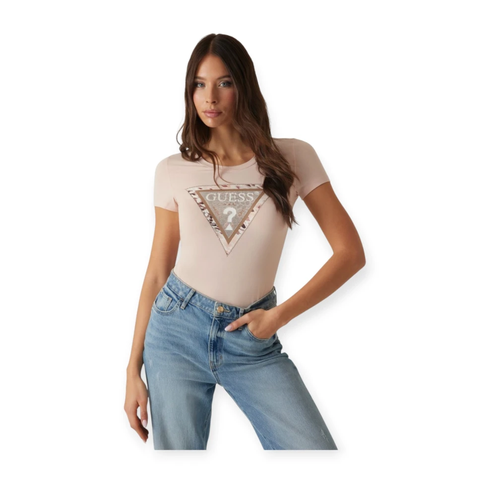 Guess Katoenen T-shirt Beige Dames