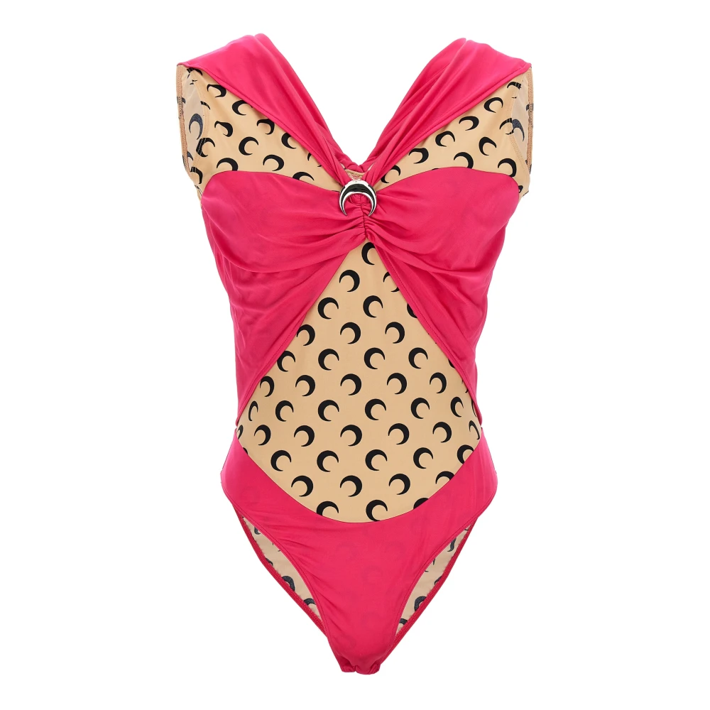 Marine Serre Women's Pink Swimsuits, Xs, Logo Bodysuit