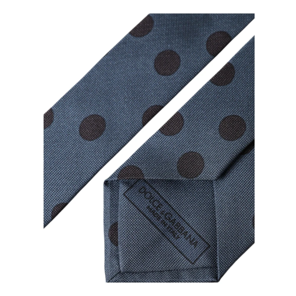 Dolce & Gabbana Blauw Zwart Polka Dot Zijden Stropdas Blue Heren
