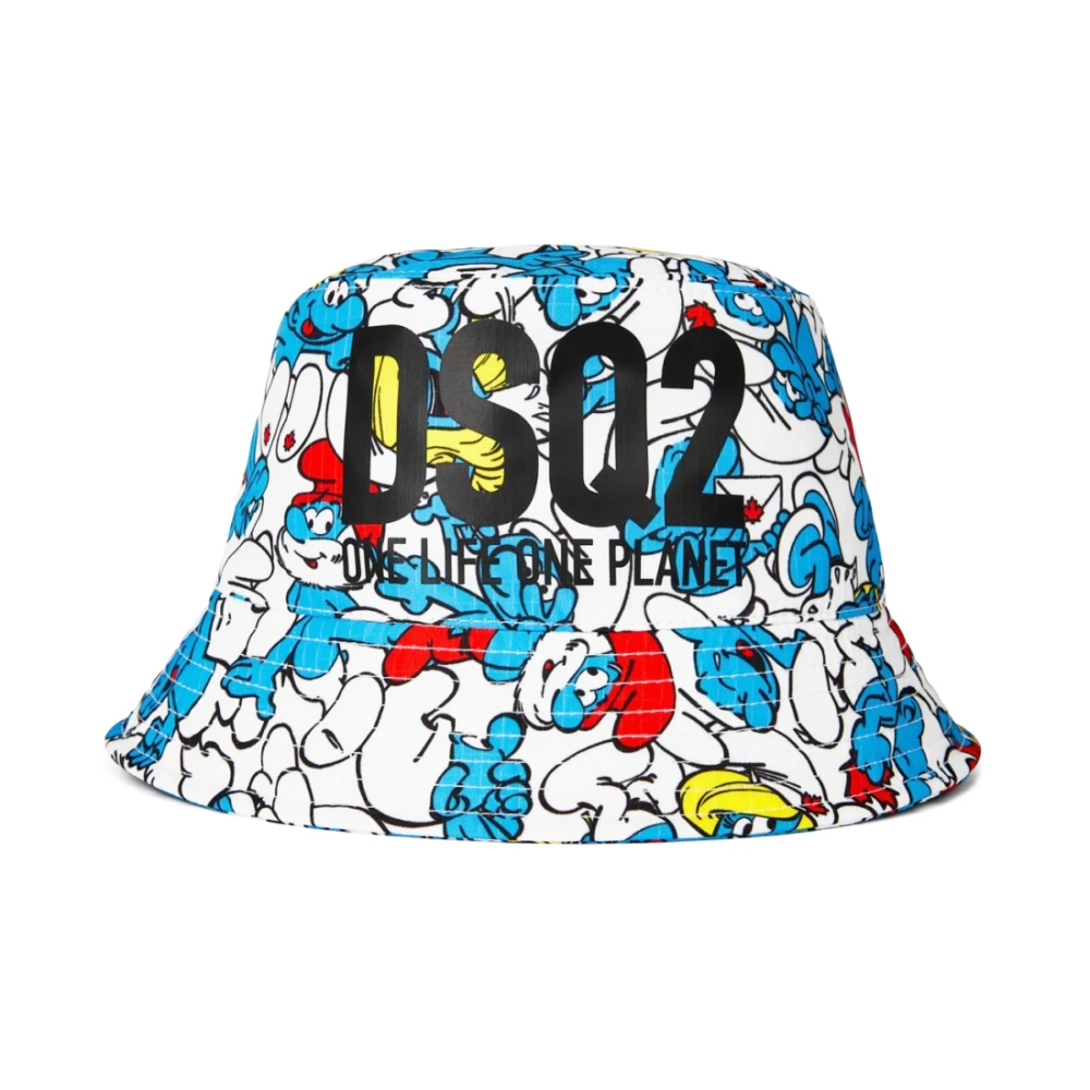 Dsquared2 Multicolor Smurfen Logo Bucket Hat Multicolor Heren