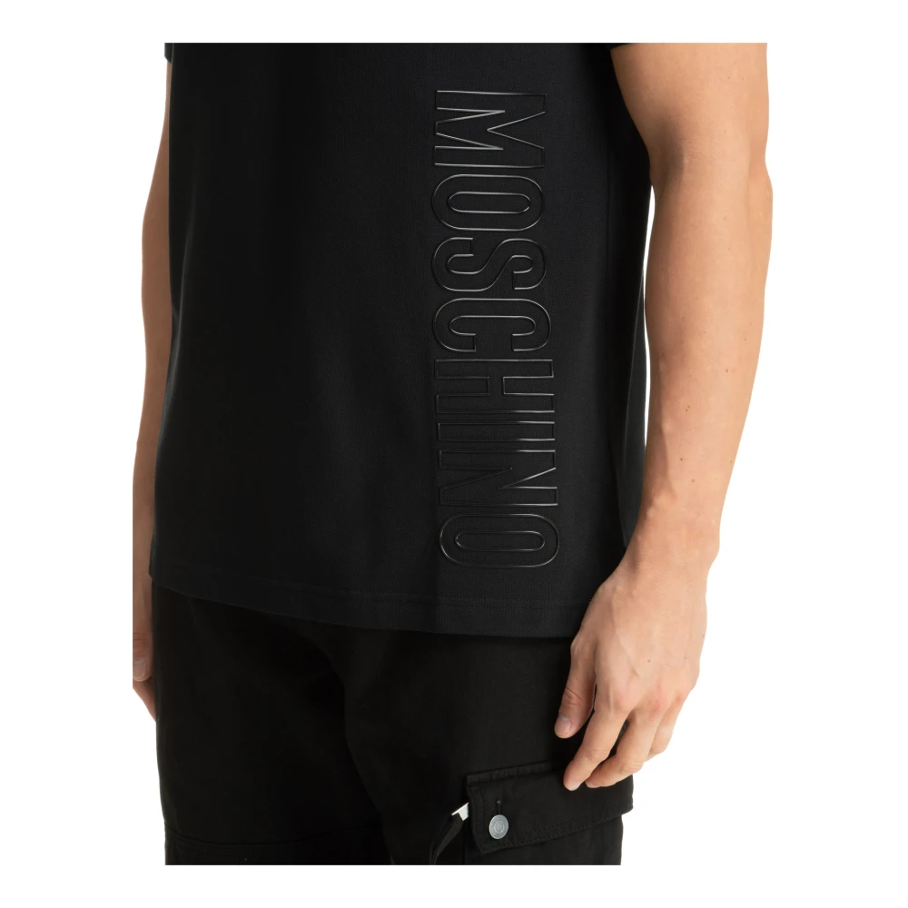 Moschino Effen Polo Shirt met 3 Knopen Black Heren