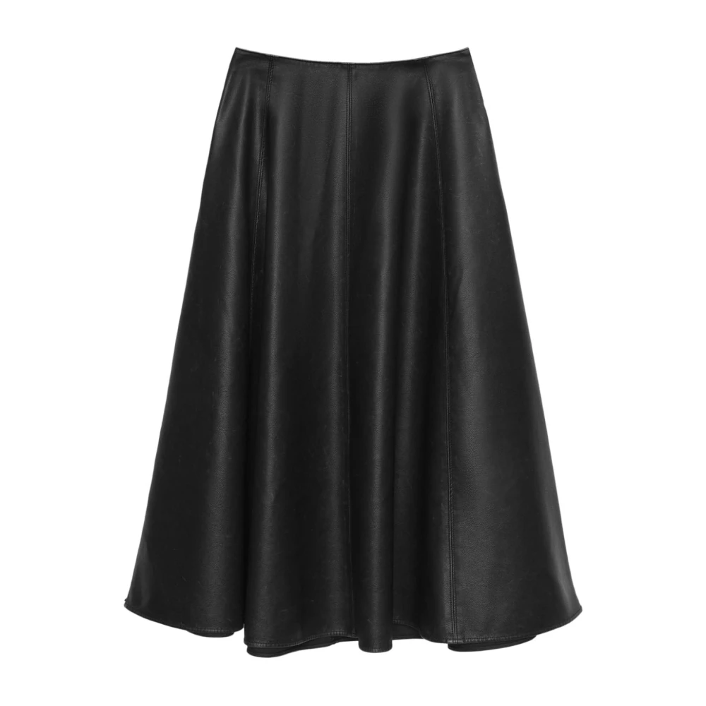 Msgm Zwarte Eco-Leren Geplooide Rok Black Dames