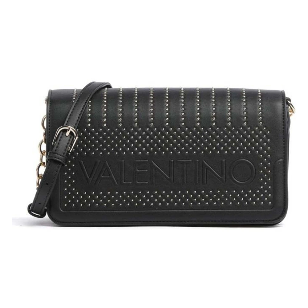 Valentino by Mario Valentino Zwarte Crossbody Kettingtas met Rits Black Dames