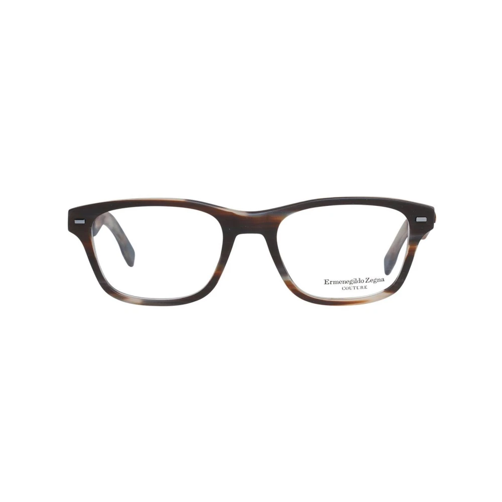 Ermenegildo Zegna Bruine Trapezium Optische Monturen met Veerscharnier Brown Heren
