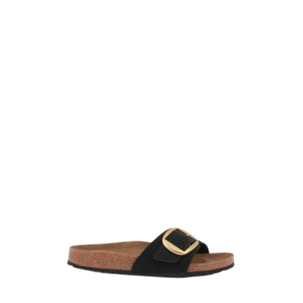 Birkenstock Women's Black Sliders, 7 Uk, Madrid Sliders With Big Buckle