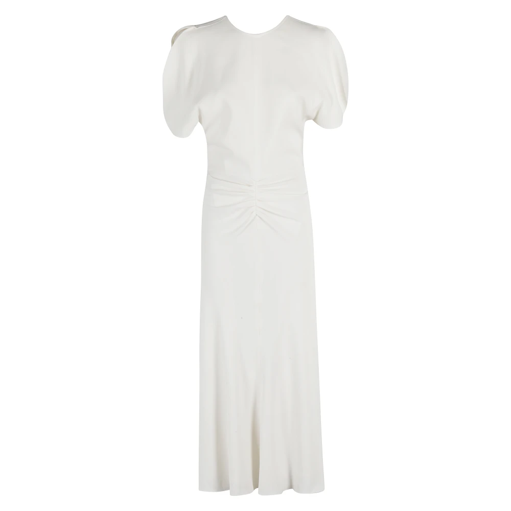 Victoria Beckham Midi Jurk met Gerimpelde Taille White Dames