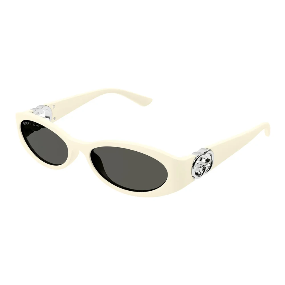 Gucci Unisex White Vintage Almond Shape Sunglasses