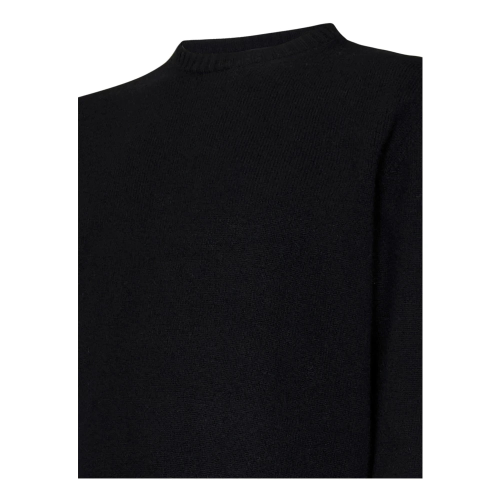 Low Brand Luxe Zwarte Wol Kasjmier Ronde Hals Sweater Black Heren