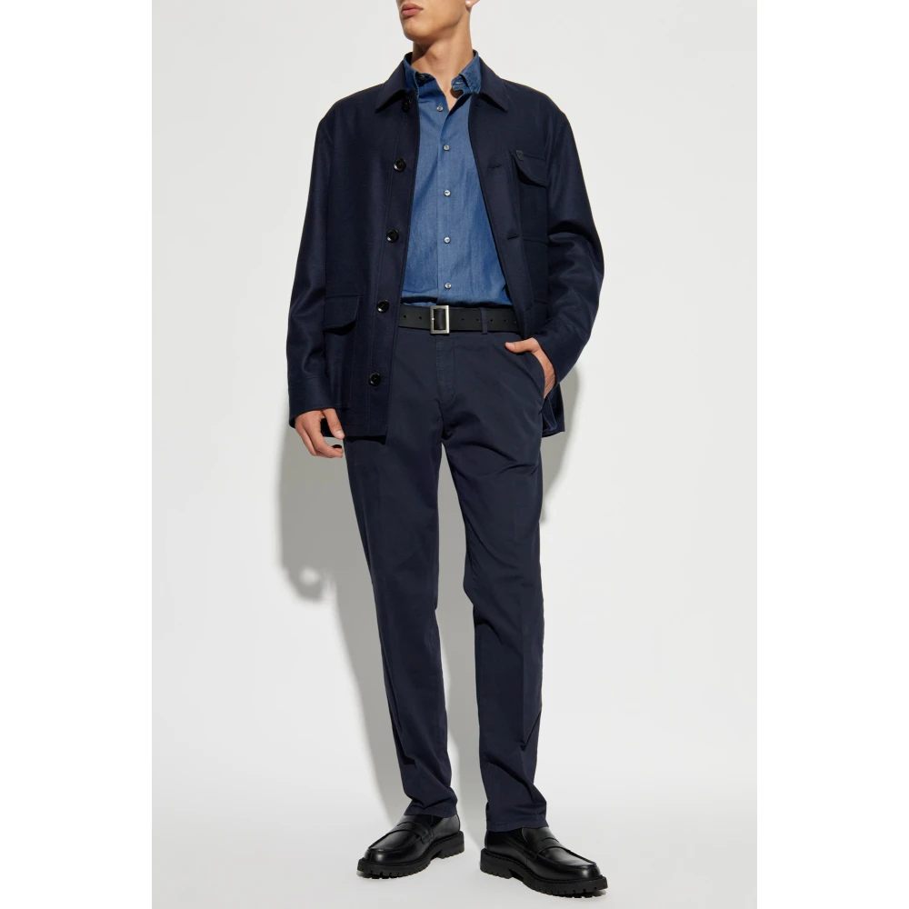 Brioni Katoenen overhemd Blue Heren