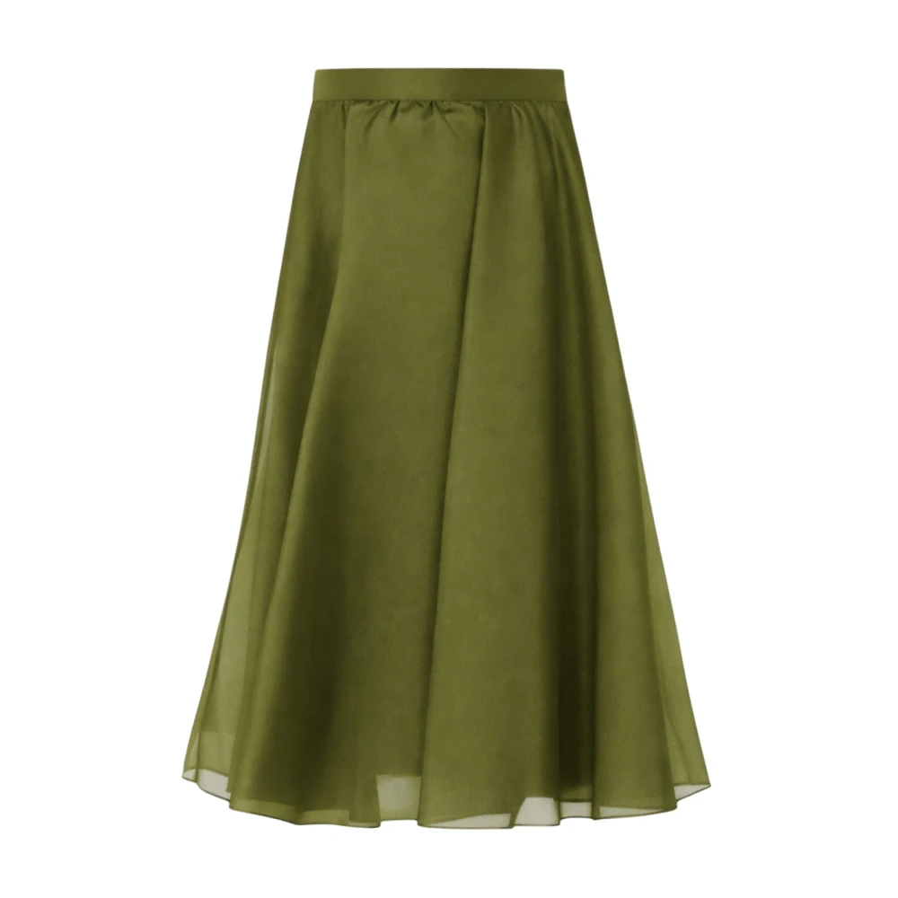 Max Mara Studio Mujer Verde - Falda Midi De Organza - Skirts - S - Falda Midi De Organza