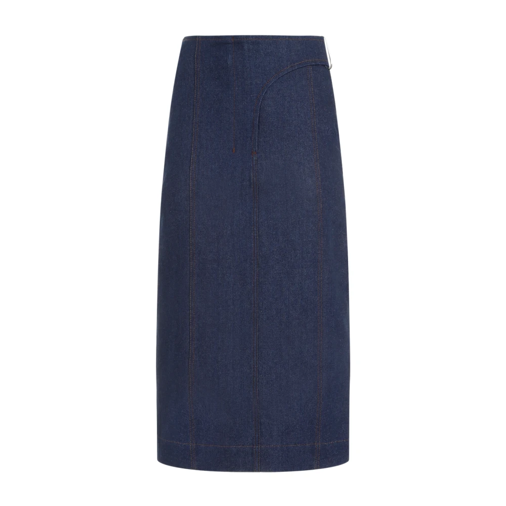 Jacquemus Navy Blue Cotton Midi Skirt Blue Dames