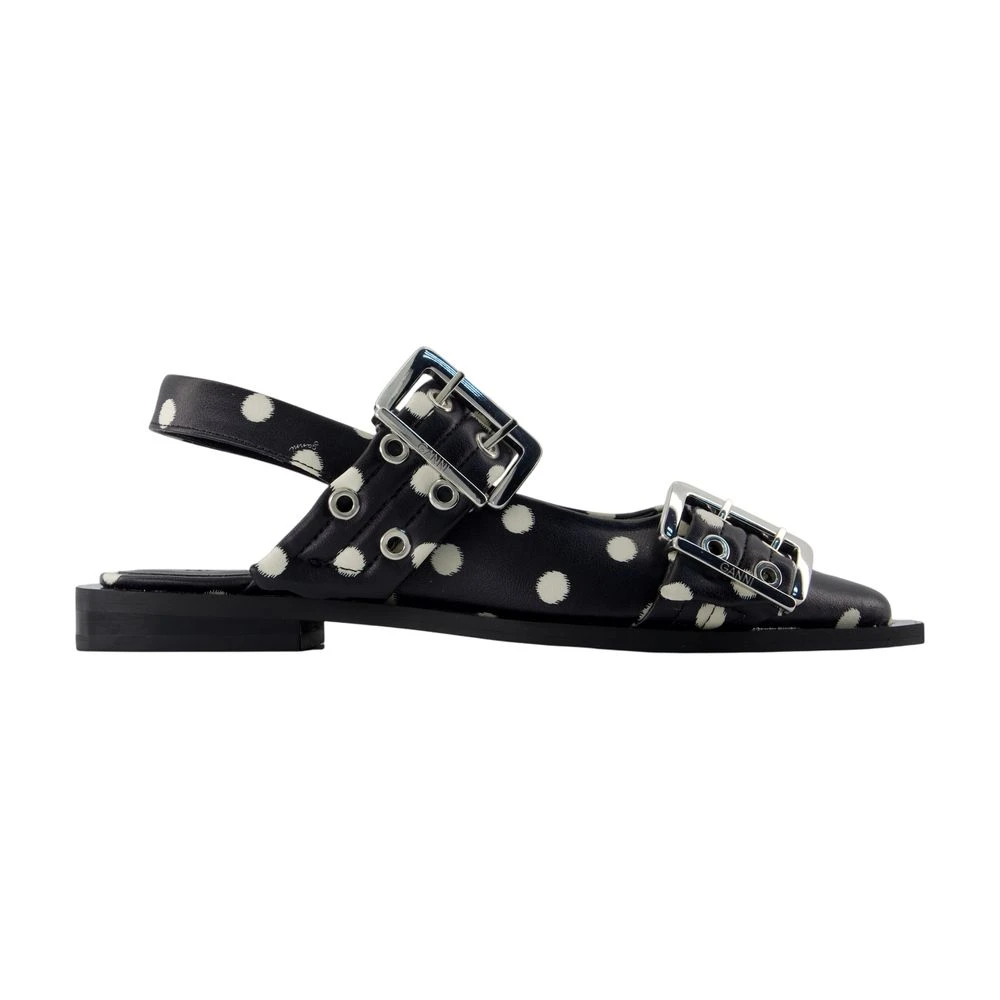 Ganni Women's Black Pelinova Buckle Ballerina - Ballerina Shoes - 5 Uk - Shoes