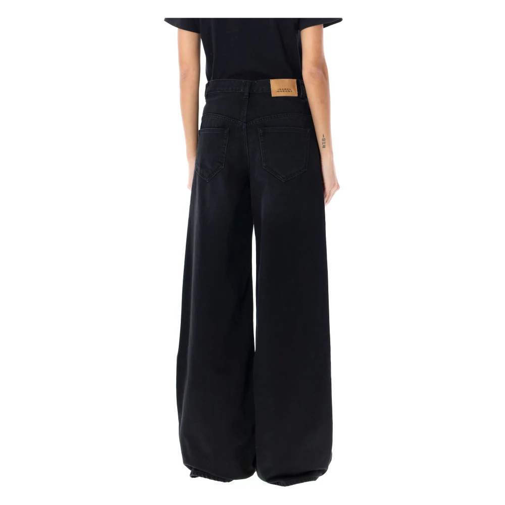 Isabel Marant Étoile Zwarte Wijde Flare Hoge Taille Jeans Black Dames