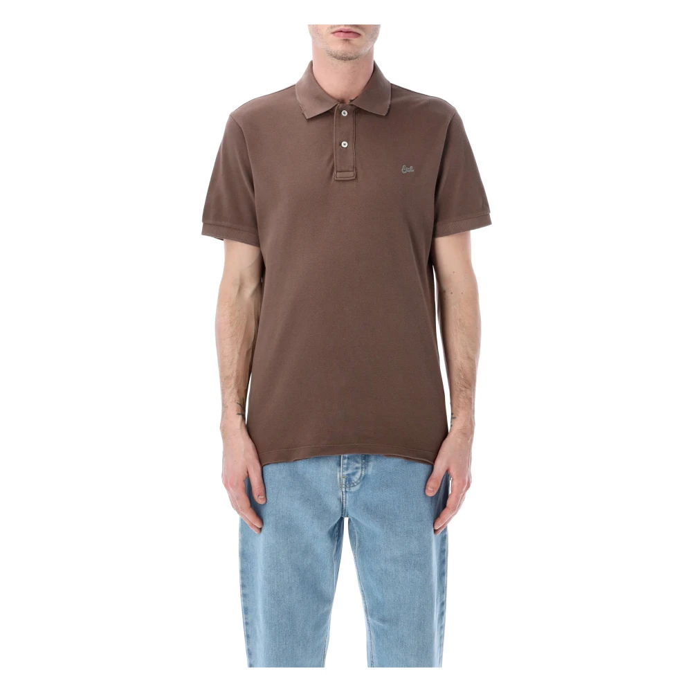 Erl Brown Polo Shirts, Male, L, Polo Tee Knit