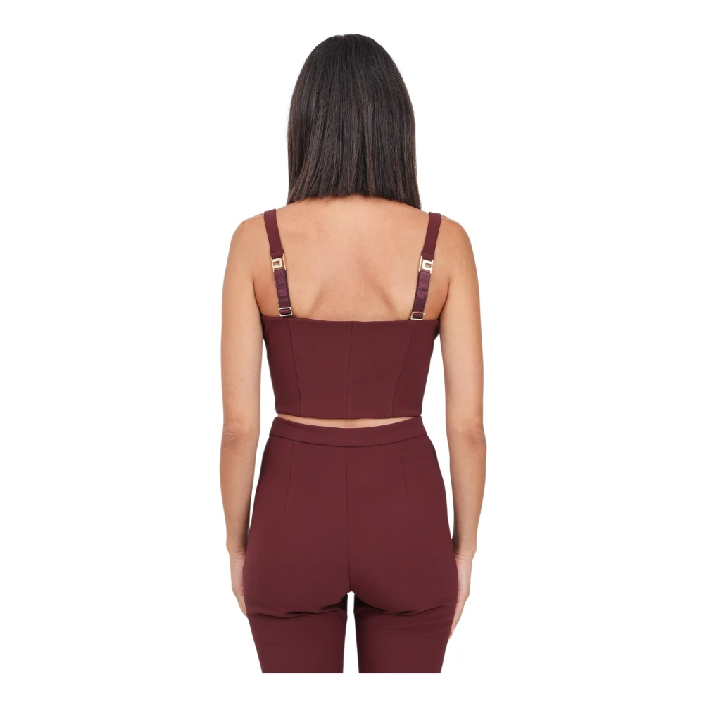 Elisabetta Franchi Bordeaux Zip Top Elegant Herfst Winter Red Dames