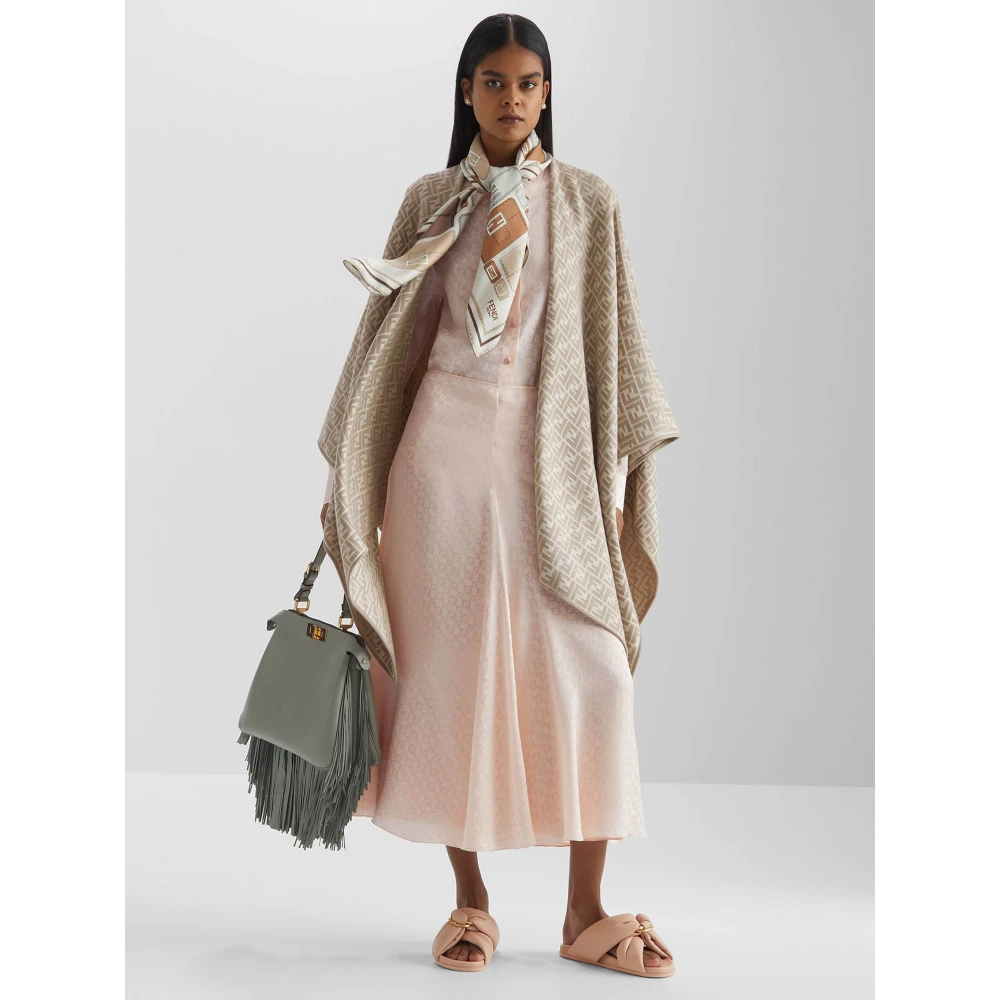 Fendi Roze Zijden Jacquard Rok Pink Dames
