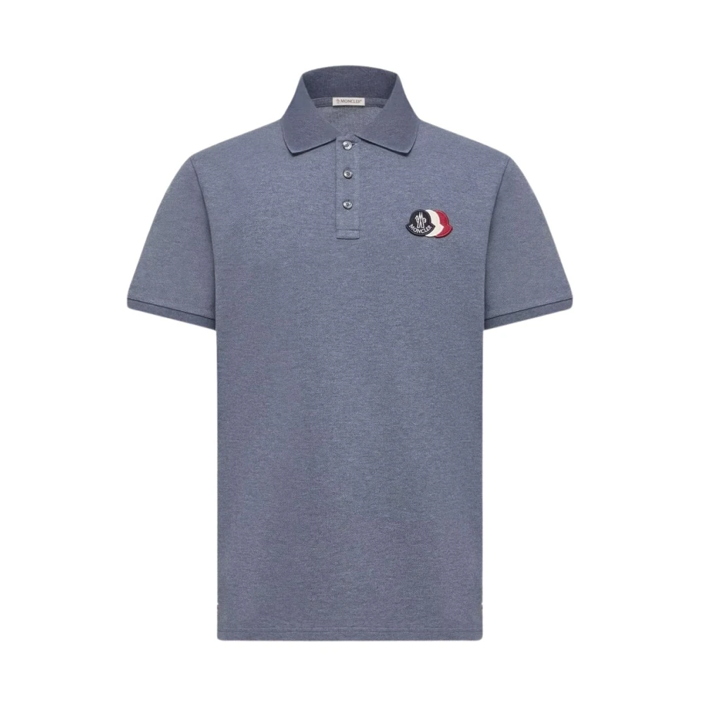 Moncler Triple Logo Polo Shirt - Male - Polo Shirts - Blue - L - Tops