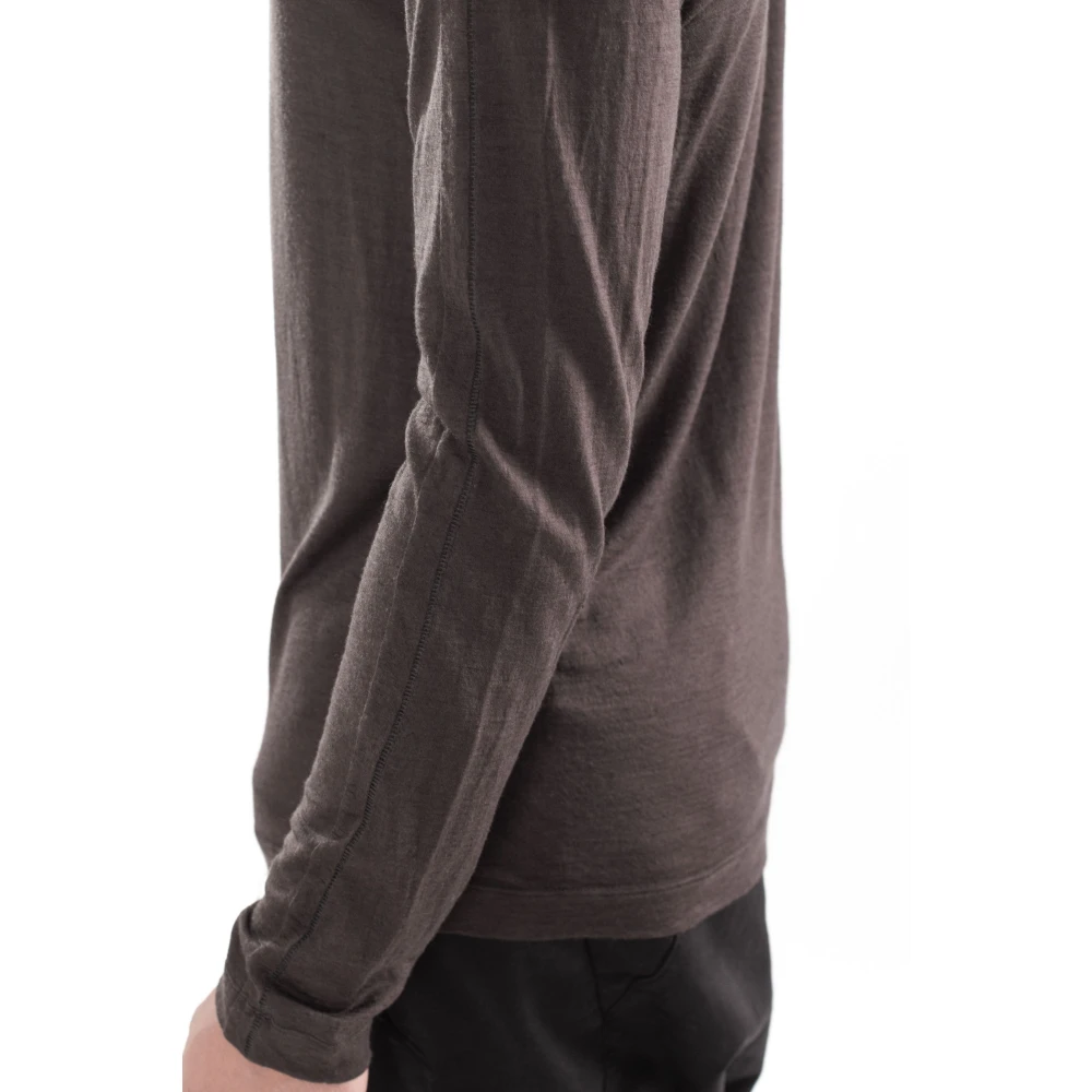 Transit Fijne Wol Lange Mouw Tee Brown Heren