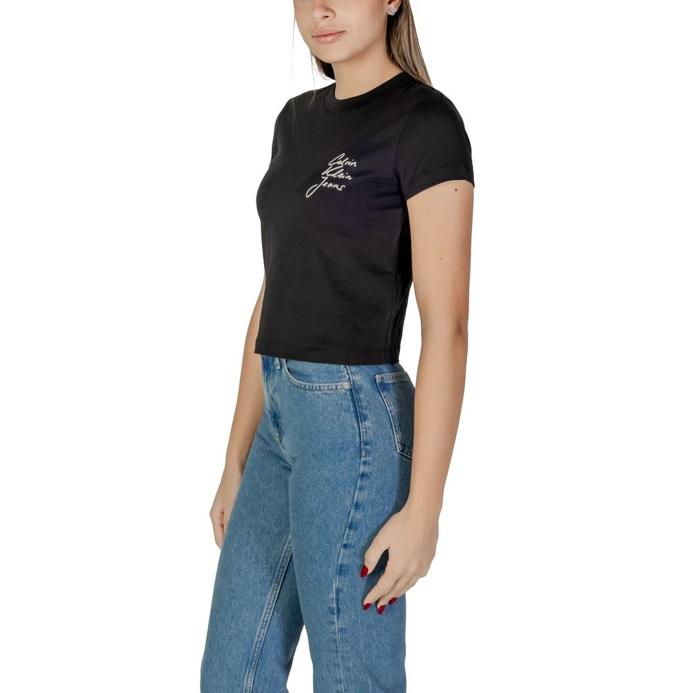 Calvin Klein Jeans Zwarte Katoenen Dames T-shirt Lente Zomer Black Dames