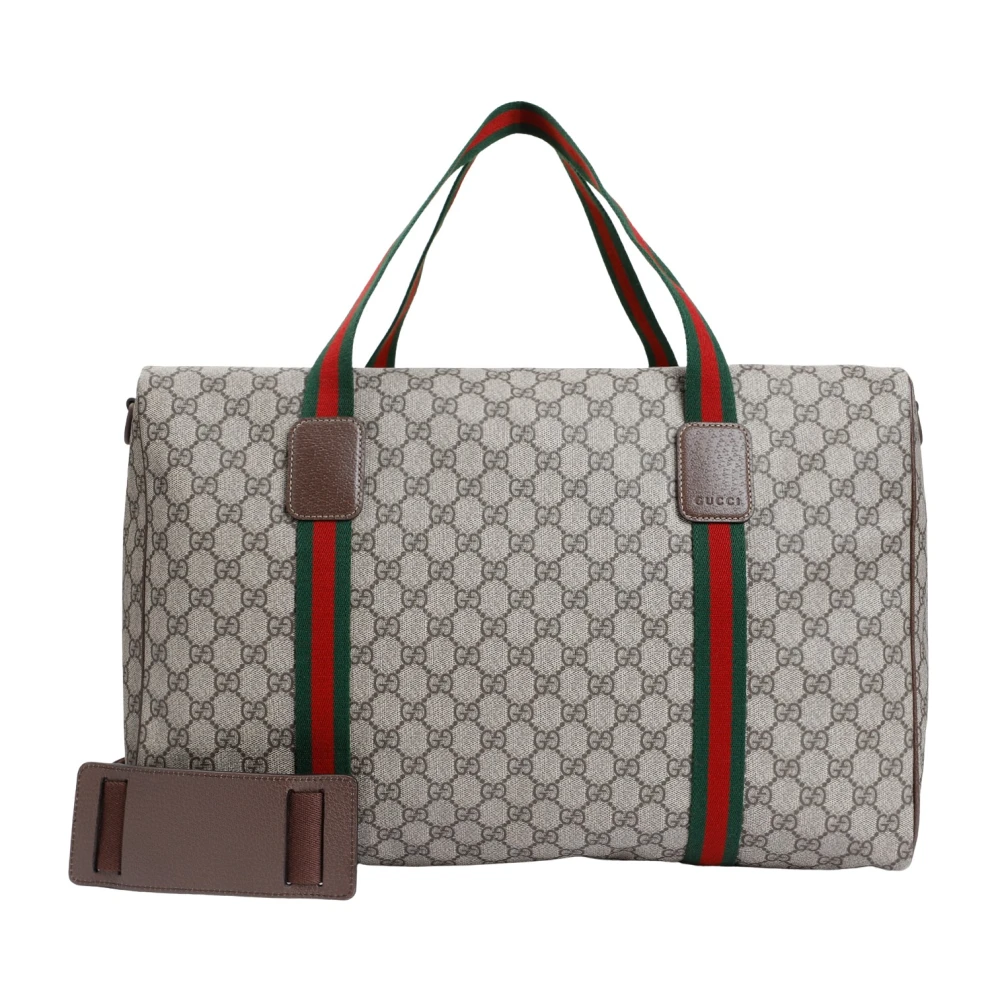Gucci Katoenen Duffel Tas Beige Heren