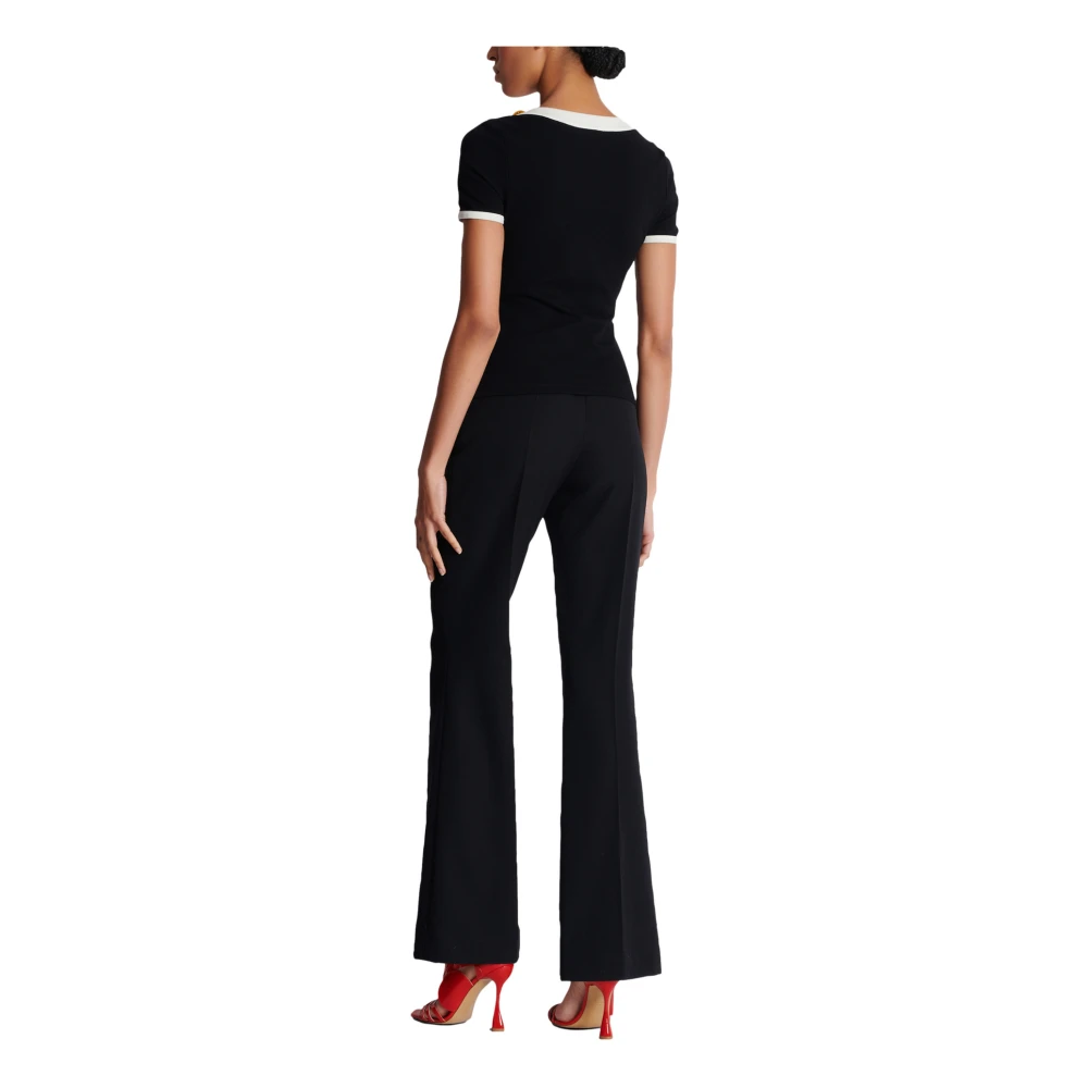 Balmain Twee-tone T-shirt met knoopdetails Black Dames