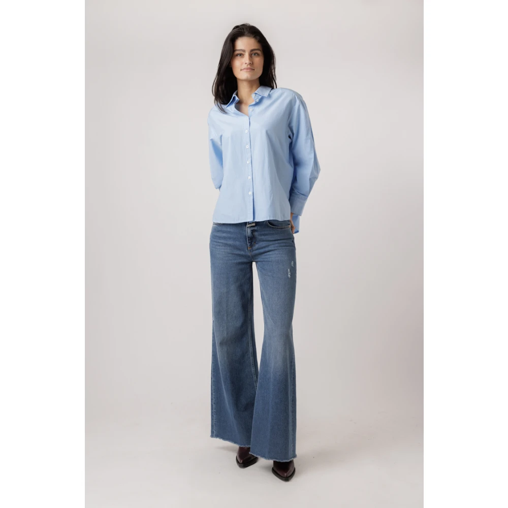 BA&SH Blauwe Blouse met Klassieke Kraag Blue Dames