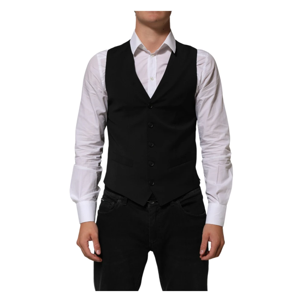 Dolce & Gabbana Men's Black Vest - Waistcoats - M - Suits