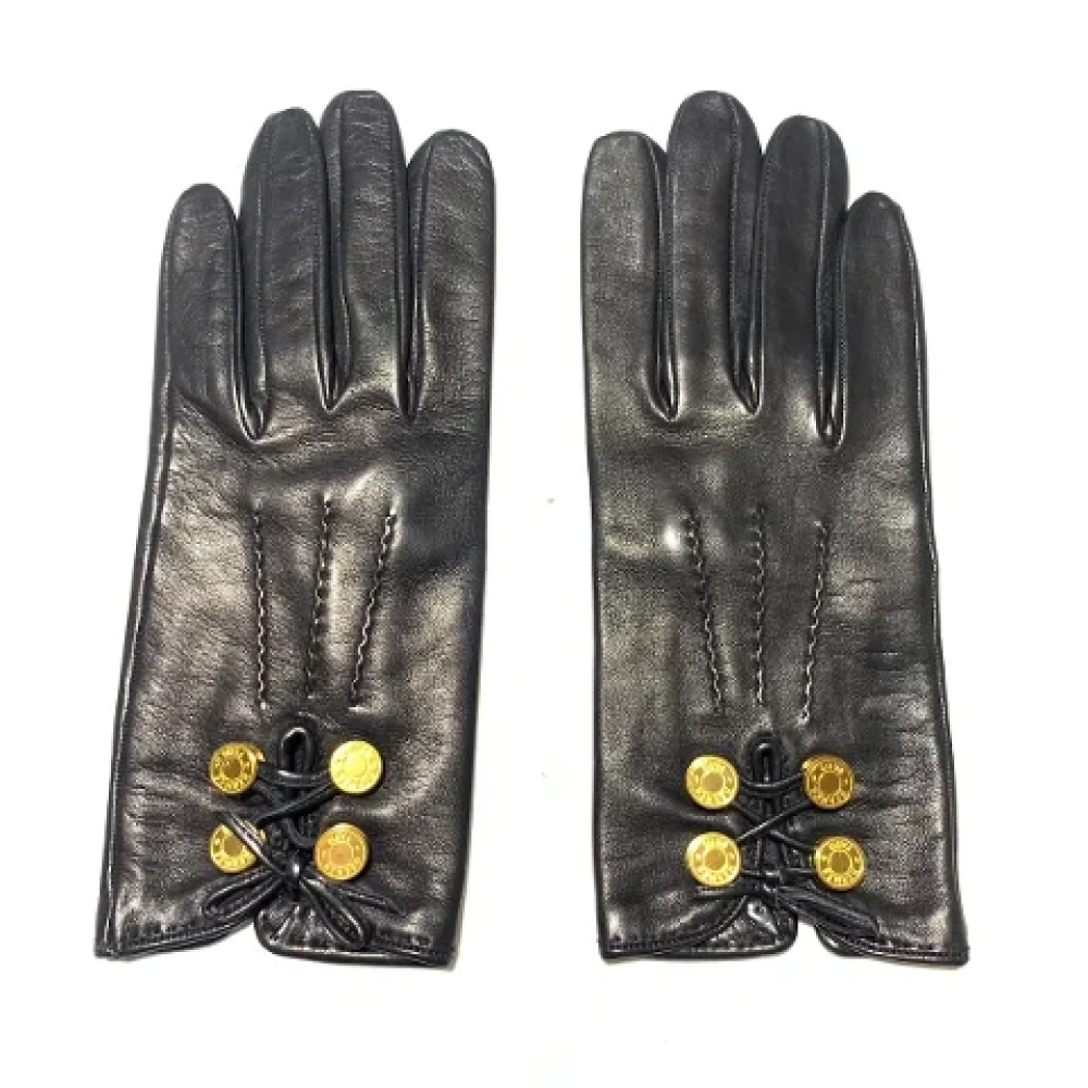 Hermès Vintage Pre-owned Leather gloves Black Dames